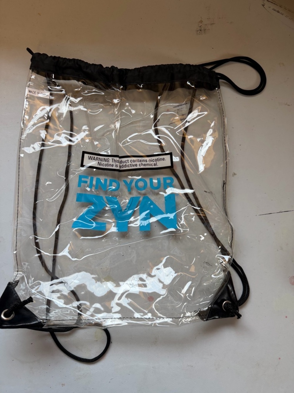 Clear Drawstring Backpack with Blue - Find Your Zyn